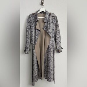 Snakeskin Patterned Trench Coat
